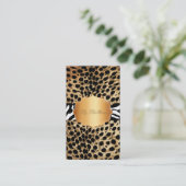 PixDezinesヴィンテージcheetah+zebra 名刺 (スタンド正面)