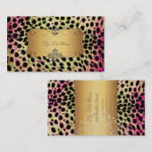 PixDezinesヴィンテージcheetah+zebra 名刺 (正面/裏面)