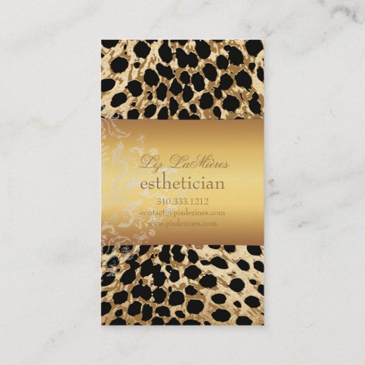 PixDezinesヴィンテージcheetah+zebra 名刺 (裏面)