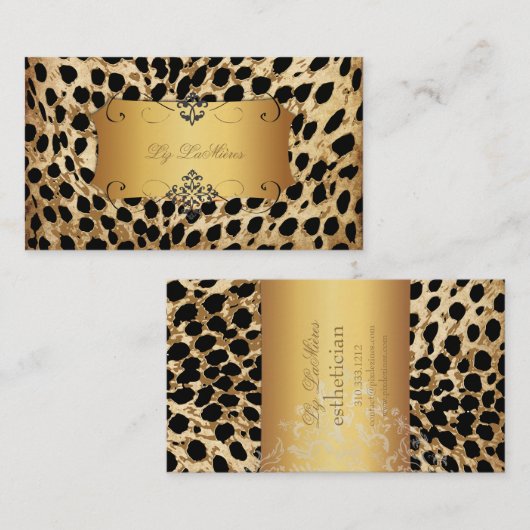 PixDezinesヴィンテージcheetah+zebra 名刺 (正面/裏面)