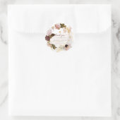 PixDezinesヴィンテージH2赤面ブルゴーニュ花 ラウンドシール (バッグ)