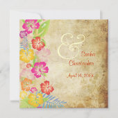 PixDezinesヴィンテージHIBISC LEIS/ルアウ（ハワイ式宴会） 招待状 (正面)