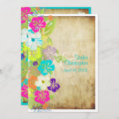 PixDezinesヴィンテージHIBISCUS LEIS/ルアウ(ハワイ式宴会)/DIYカラー 招待状 (正面/裏面)