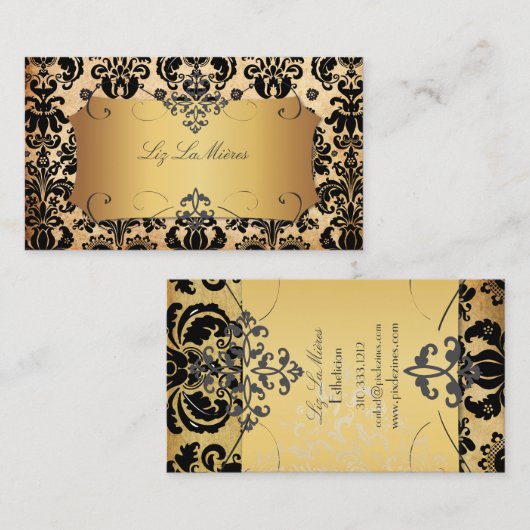 PixDezinesヴィンテージIsabella damask/parchment 名刺 (正面/裏面)