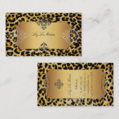 PixDezinesヴィンテージleopard+damask 名刺 (正面/裏面)