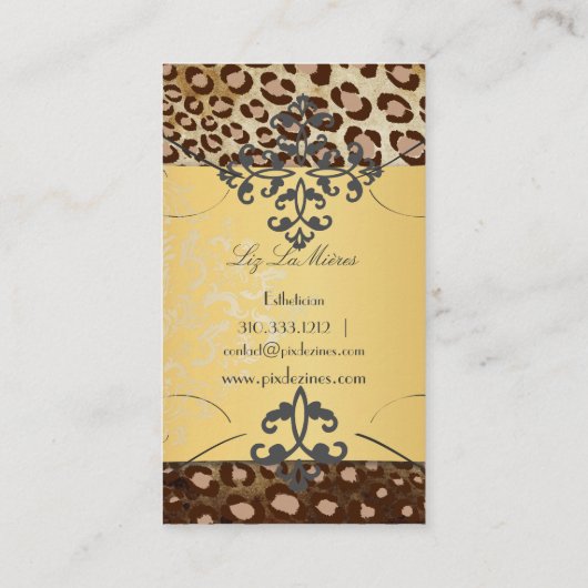 PixDezinesヴィンテージleopard+lace/フェイクparchment 名刺 (裏面)