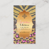PixDezinesヴィンテージLEOPARD+ZEBRA+フェイク+金ゴールド+LABEL 名刺 (裏面)