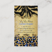 PixDezinesヴィンテージLEOPARD+ZEBRA+フェイク+金ゴールド+LABEL 名刺 (裏面)