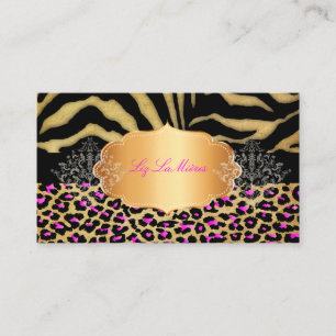 PixDezinesヴィンテージLEOPARD+ZEBRA+フェイク+金ゴールド+LABEL 名刺
