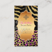 PixDezinesヴィンテージLEOPARD+ZEBRA+フェイク+金ゴールド+LABEL 名刺 (裏面)