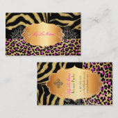 PixDezinesヴィンテージLEOPARD+ZEBRA+フェイク+金ゴールド+LABEL 名刺 (正面/裏面)