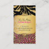 PixDezinesヴィンテージLEOPARD+ZEBRA+フェイク+金ゴールド+LABEL 名刺 (裏面)