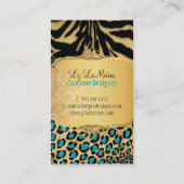 PixDezinesヴィンテージLEOPARD+ZEBRA+フェイク+金ゴールド+LABEL 名刺 (裏面)