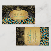PixDezinesヴィンテージleopard, zebra+lace 名刺 (正面/裏面)