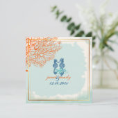 PixDezinesヴィンテージmaui coral+seahose、ビーチ 招待状 (スタンド正面)