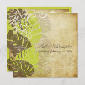 PixDezinesヴィンテージmonstera+swarls/diy背景 招待状 (正面/裏面)