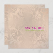 PixDezinesヴィンテージpavo damask/pink champange 招待状 (正面/裏面)