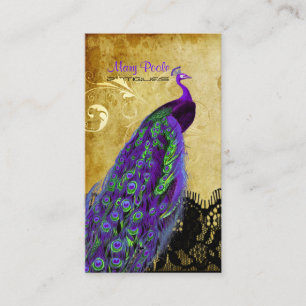 PixDezinesヴィンテージpeacock+lace/diyフォント 名刺