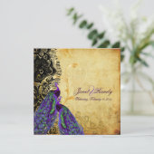 PixDezinesヴィンテージpeacock+lace+filigree旋回 招待状 (スタンド正面)