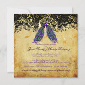 PixDezinesヴィンテージpeacock+lace+filigree旋回 招待状 (裏面)