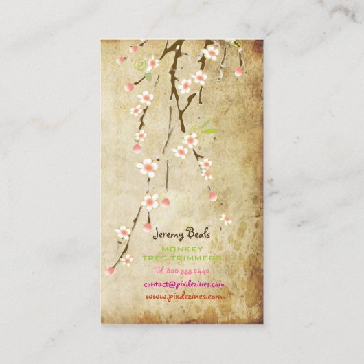 PixDezinesヴィンテージPINKさくらんぼBROWS/桜♥♥ 名刺 (裏面)