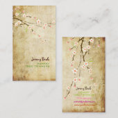 PixDezinesヴィンテージPINKさくらんぼBROWS/桜♥♥ 名刺 (正面/裏面)