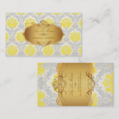 PixDezinesヴィンテージpique damask/yellow+gray 名刺 (正面/裏面)