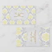 PixDezinesヴィンテージpique damask/yellow+gray 名刺 (正面/裏面)
