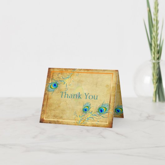 PixDezinesヴィンテージpizzaz peacock/DIYcolor! サンキューカード (正面)