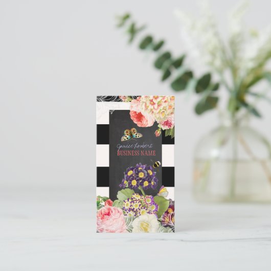 PixDezinesヴィンテージprimrose、peonies 名刺 (スタンド正面)