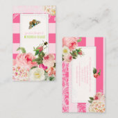 PixDezinesヴィンテージprimrose、peonies/DIYstripes 名刺 (正面/裏面)