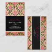 PixDezinesヴィンテージRossi Damask/black+pink 名刺 (正面/裏面)