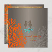 PixDezinesヴィンテージSeahors+coral 招待状 (正面/裏面)