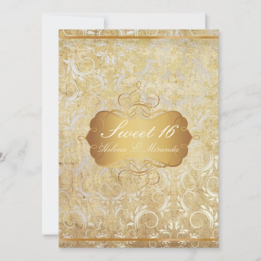 PixDezinesヴィンテージsweet 16/princes/damask 招待状 (正面)