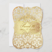 PixDezinesヴィンテージSweet 16/ prinses/pearl damask 招待状 (正面)