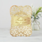 PixDezinesヴィンテージSweet 16/ prinses/pearl damask 招待状 (スタンド正面)