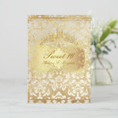 PixDezinesヴィンテージSweet 16/ prinses/pearl damask 招待状 (スタンド正面)