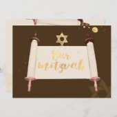 PixDezinesヴィンテージtorahスクロールバー(ユダヤ教の)バル・ミツバー 招待状 (正面/裏面)