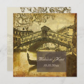 PixDezinesヴィンテージVenezia、Rialto Bridge/Swarls 招待状 (正面/裏面)