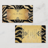 PixDezinesヴィンテージZEBRA/LACE DAMASK 名刺 (正面/裏面)