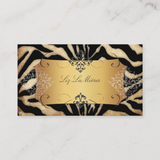 PixDezinesヴィンテージZEBRA/LACE DAMASK 名刺 (正面)
