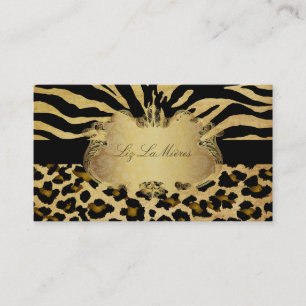 PixDezinesヴィンテージzebra+leopard 名刺