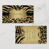PixDezinesヴィンテージzebra+leopard 名刺 (正面/裏面)