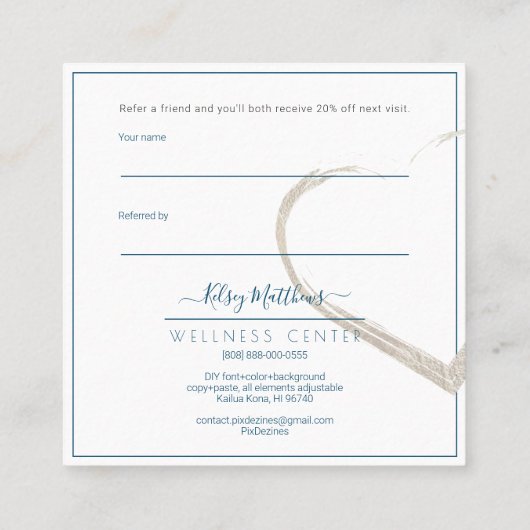 PixDezines共有ザラブシフェイクルバー、DIYカラー スクエア名刺 (裏面)