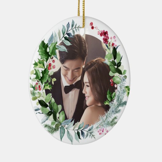PixDezines冬のリース、初めてのクリスマス セラミックオーナメント (右)