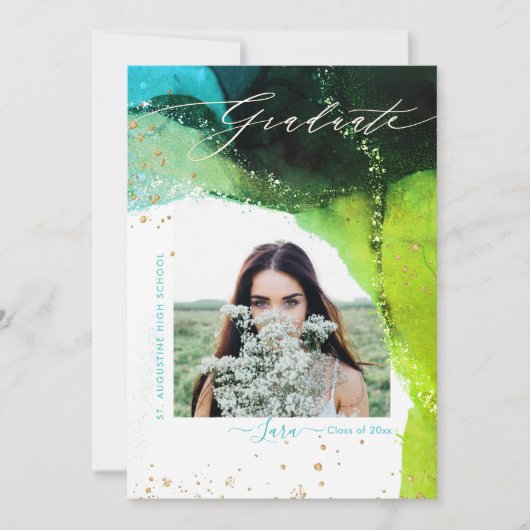 PixDezines卒業アルコールインクモダン抽象芸術 案内状 (正面)