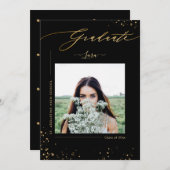 PixDezines卒業ミニマリストLuxeスクリプト 案内状 (正面/裏面)