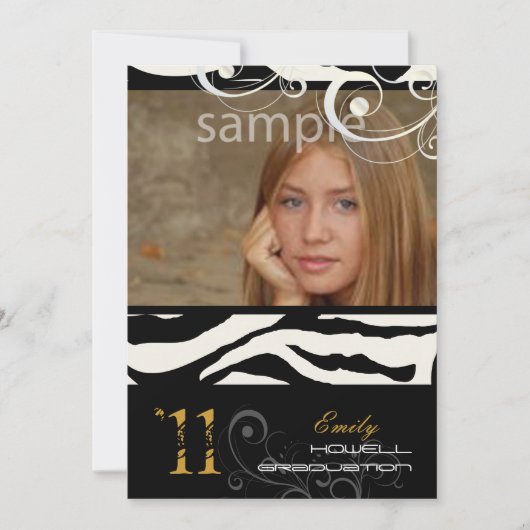 PixDezines卒業版、ゼブラ印刷 招待状 (正面)