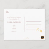 PixDezines卒業/バラ金ゴールドスクリプトフォント インビテーションポストカード (裏面)