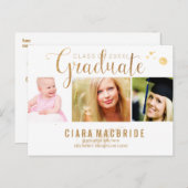 PixDezines卒業/フェイク金ゴールドフォント 案内ポストカード (正面/裏面)